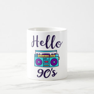 Hello 90s radio cassette recorder coffee mug