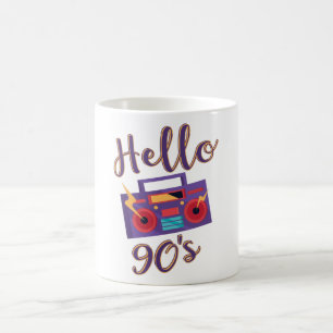 Hello 90s radio cassette recorder coffee mug