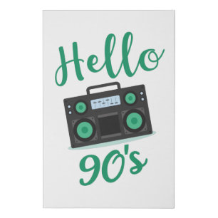 Hello 90s radio cassette recorder faux canvas print