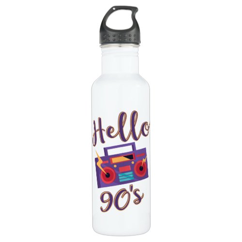 Hello 90s radio cassette recorder stainless steel water bottle