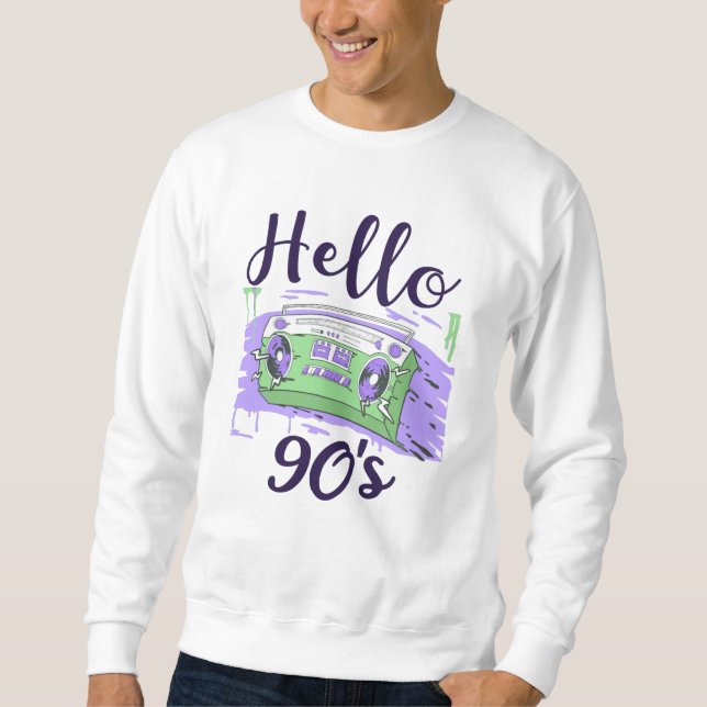 Hello 90s radio cassette recorder sweatshirt (Front)