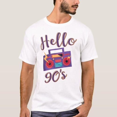 Hello 90s radio cassette recorder T_Shirt