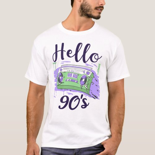 Hello 90s radio cassette recorder T_Shirt