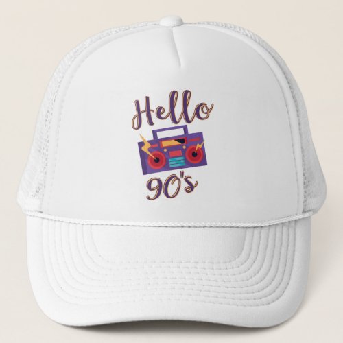Hello 90s radio cassette recorder trucker hat
