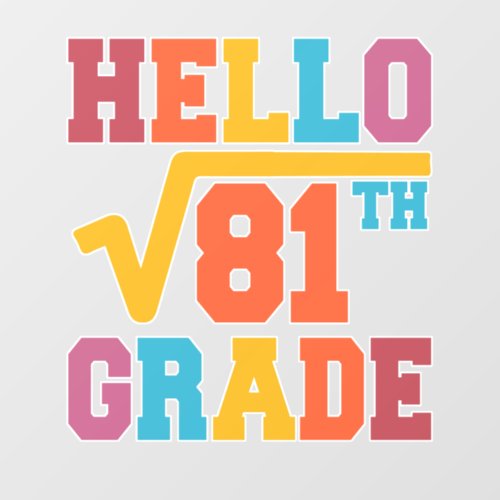 Hello 9th grade Square Root of 81 math Student Wall Decal