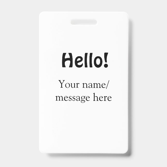 Hello add name message simple minimal business tem badge (Front)