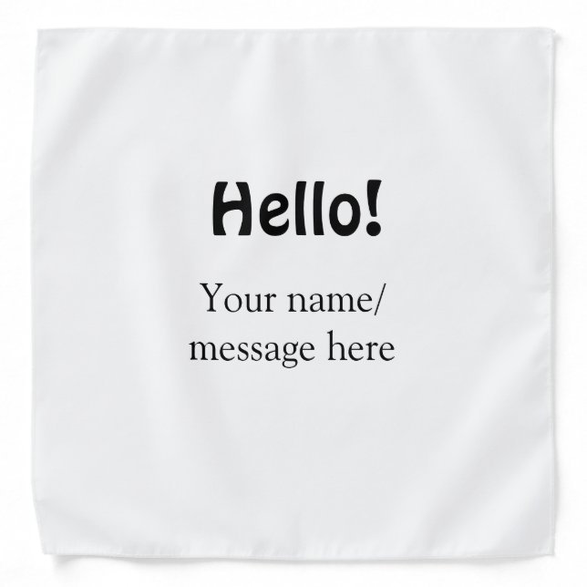 Hello add name message simple minimal business tem bandana (Front)
