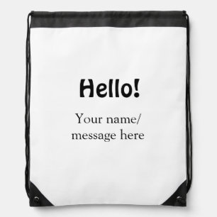 Hello add name message simple minimal business tem drawstring bag