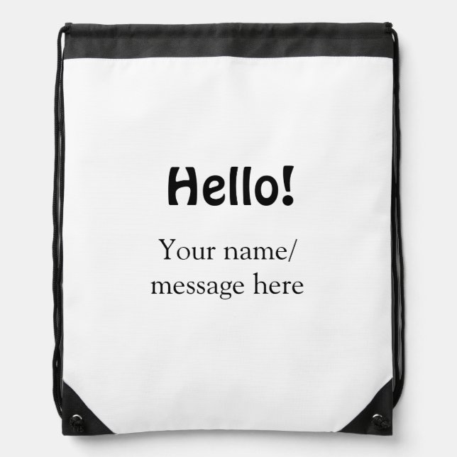 Hello add name message simple minimal business tem drawstring bag (Front)