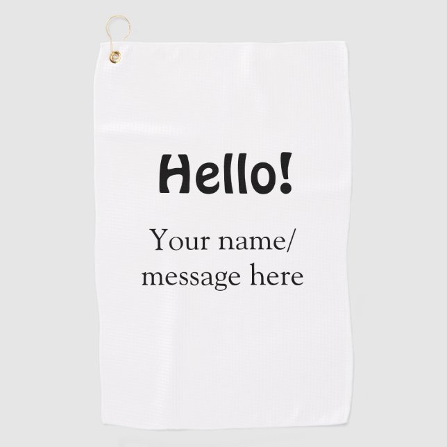Hello add name message simple minimal business tem golf towel (Front)