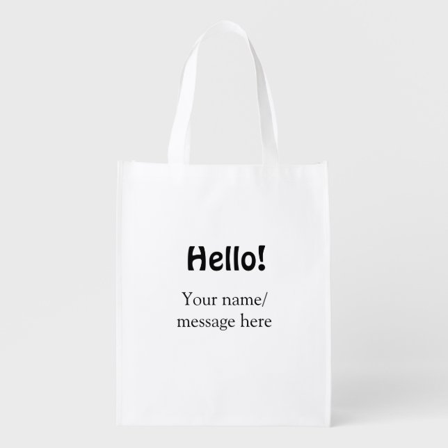 Hello add name message simple minimal business tem grocery bag (Front)