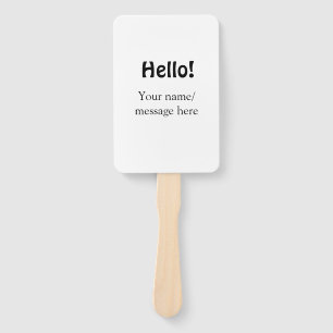 Hello add name message simple minimal business tem hand fan