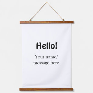Hello add name message simple minimal business tem hanging tapestry