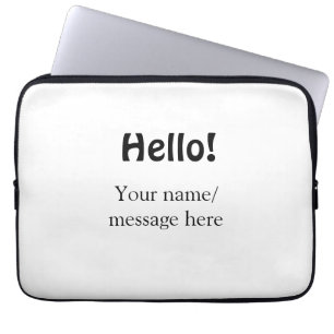 Hello add name message simple minimal business tem laptop sleeve