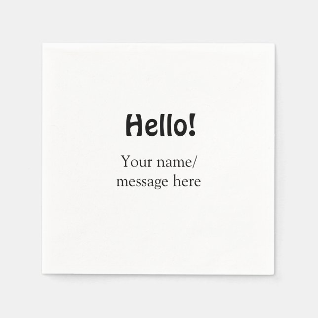 Hello add name message simple minimal business tem napkins (Front)