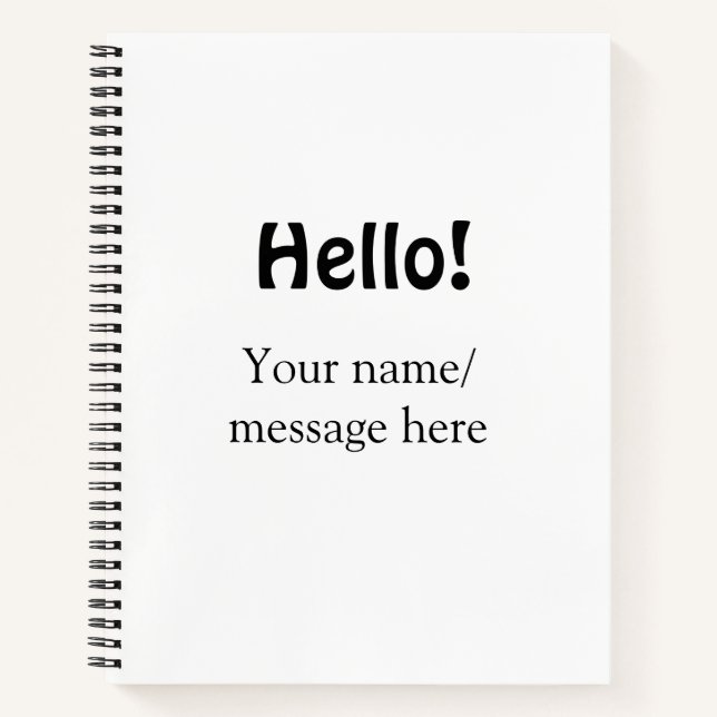 Hello add name message simple minimal business tem notebook (Front)