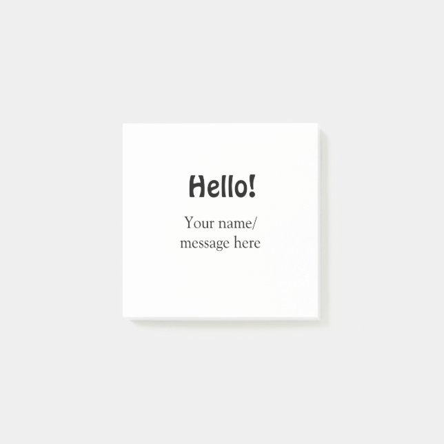 Hello add name message simple minimal business tem post-it notes (Front)
