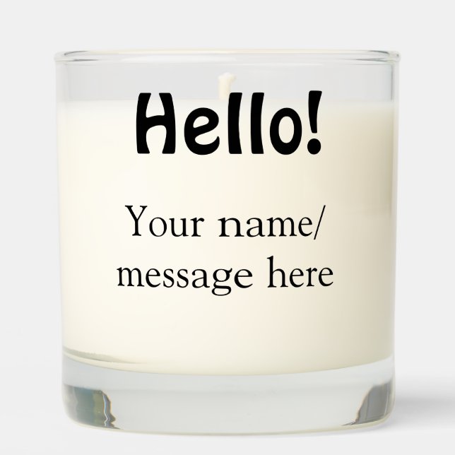Hello add name message simple minimal business tem scented candle (Front)