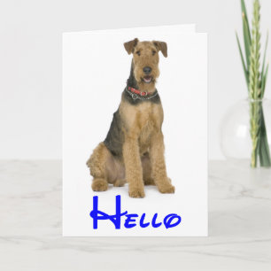 Hello Airedale Puppy Dog Card - Verse