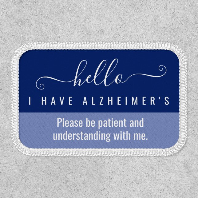 hello alzheimers awareness and emergency contact  patch (Front)
