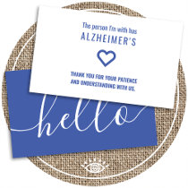 hello alzheimers patience hand out cards