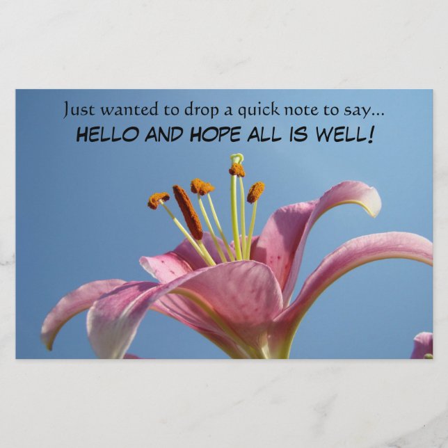 HELLO and HOPE all is well! Stationery Quick Note (Front)