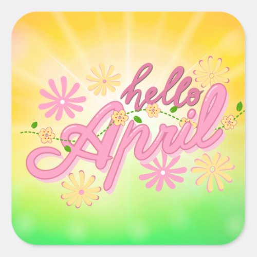 Hello April  Greeting Square Sticker