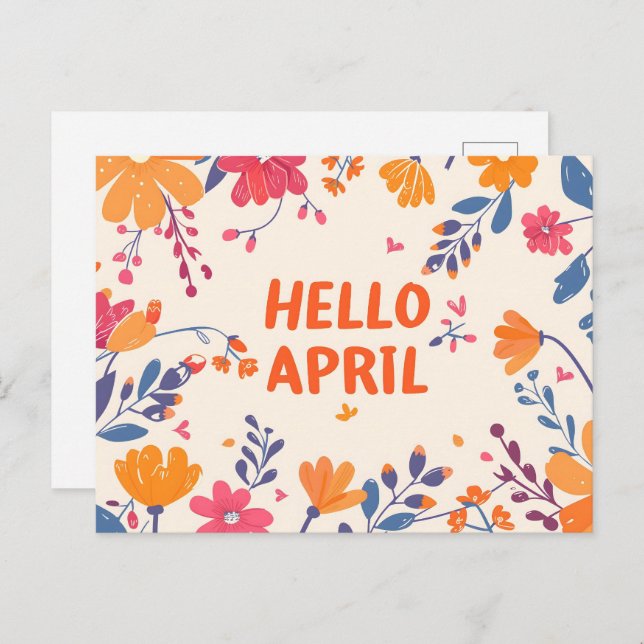 Hello April, Postcrossing Postcard (Front/Back)