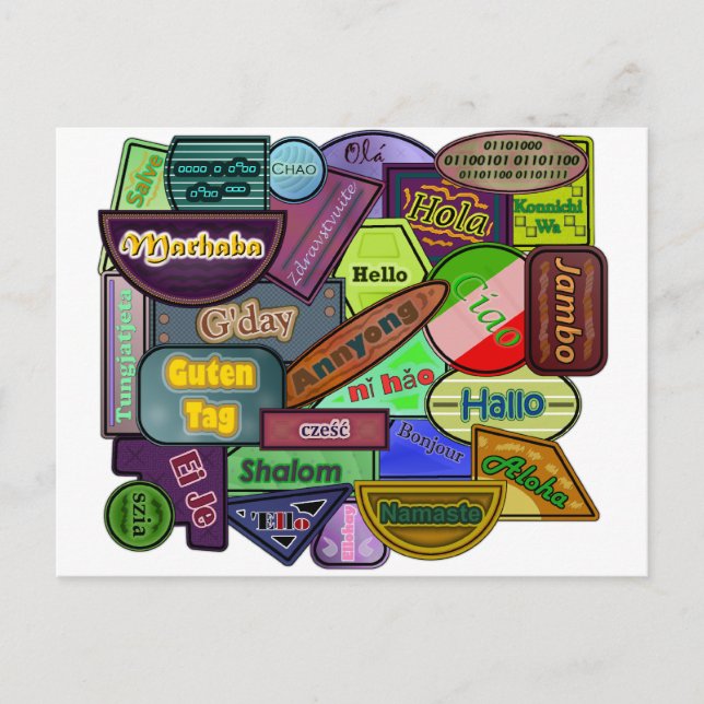 Hello! Around the World Postcard (Front)