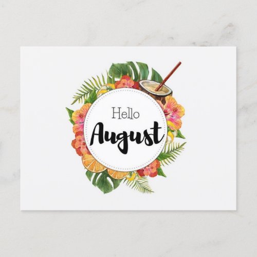 Hello August Postcard