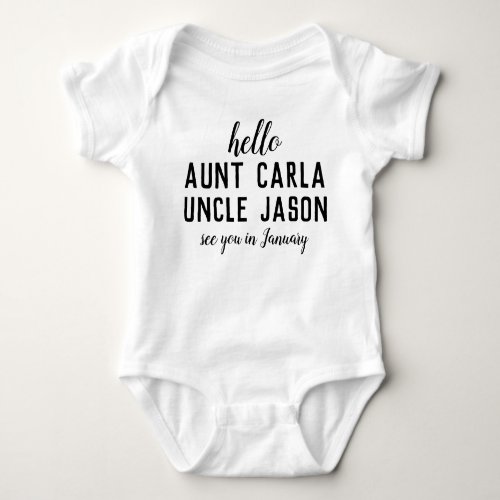 Hello Aunt and Uncle Surprise Pregnancy Gift Baby Bodysuit