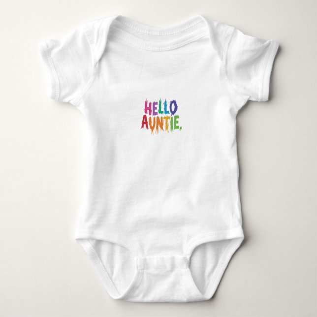 Hello Auntie baby body suit design  Baby Bodysuit (Front)