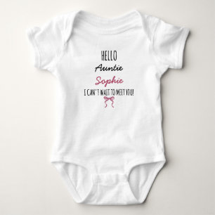 Hello Auntie Custom Name Coquette Bow Baby Bodysuit