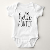 Hello Auntie Pregnancy Announcement Aunt Baby Bodysuit (Front)