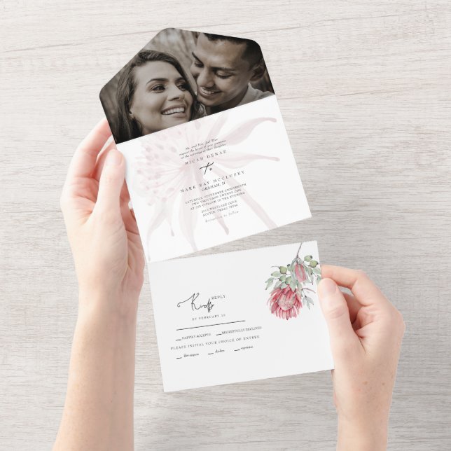 Hello Australia Floral Two Photo Wedding  All In One Invitation (Tearaway)