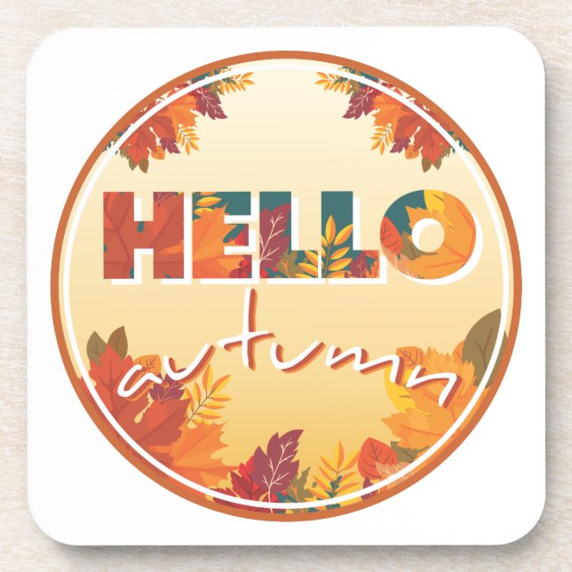Hello Autumn Beverage Coaster (Front)