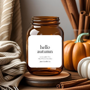 Hello Autumn Candle Label Minimalist Fall