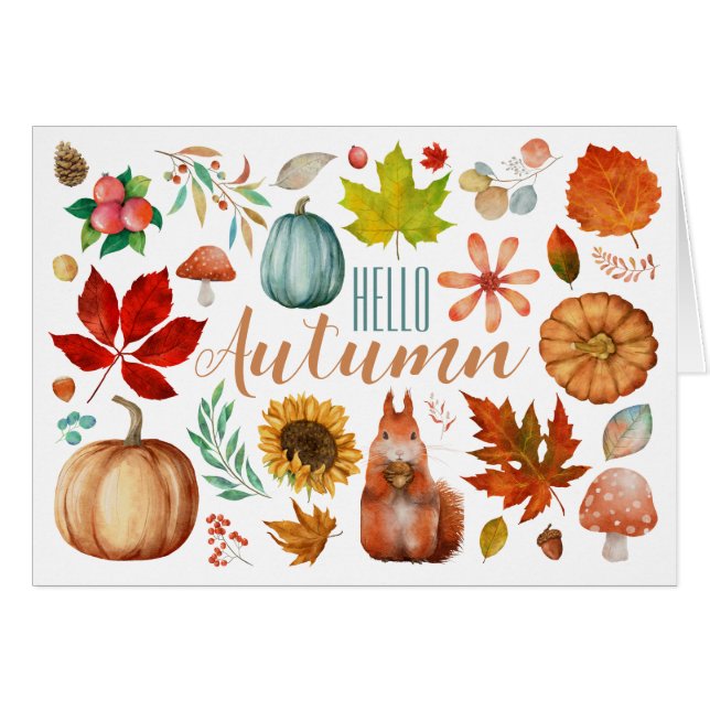 Hello Autumn Card (Front Horizontal)