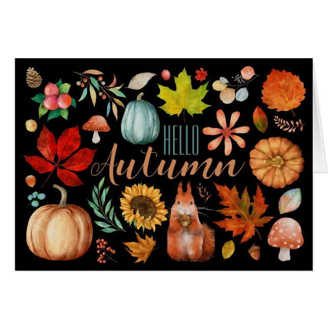 Hello Autumn Card (Front Horizontal)
