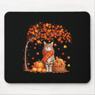Hello Autumn Cat Fall Leaf Kitten Lover Thanksgivi Mouse Pad