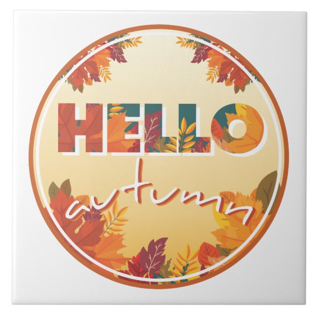 Hello Autumn Ceramic Tile (Front)