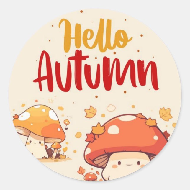 Hello Autumn  Classic Round Sticker (Front)