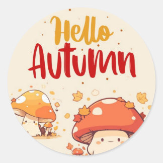 Hello Autumn Classic Round Sticker