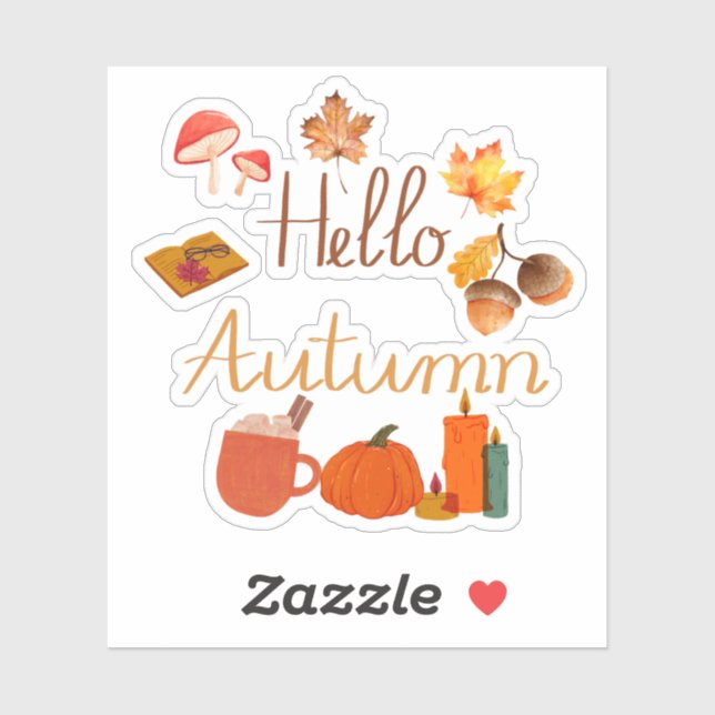 Hello Autumn – Cozy Fall Vibes with Pumpkins Sticker (Sheet)