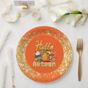 Hello Autumn Customize Color Paper Plates