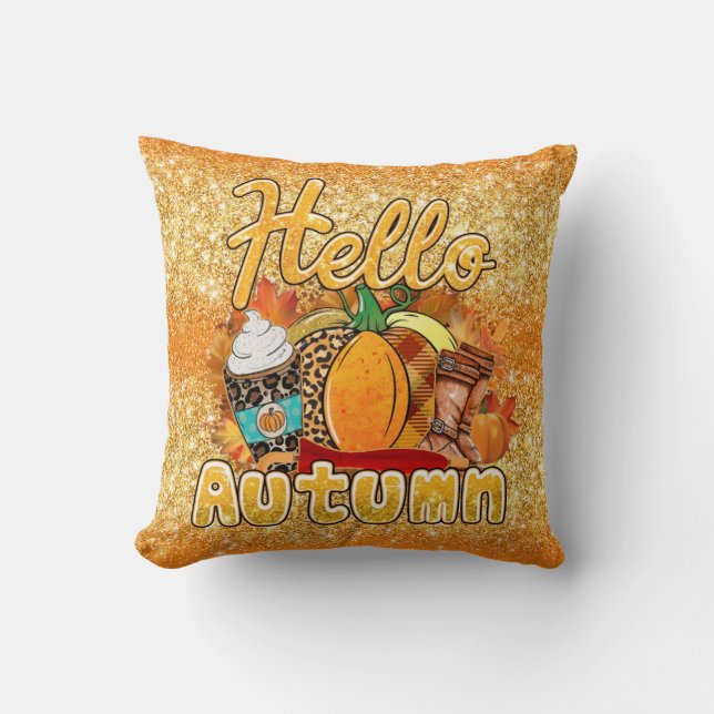 Hello Autumn Customize Color  Throw Pillow (Front)
