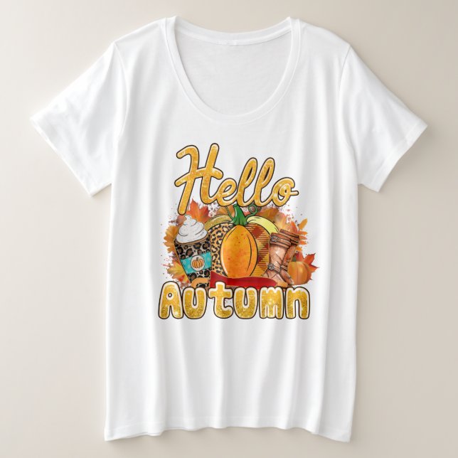 Hello Autumn Customize Plus Size T-Shirt (Design Front)