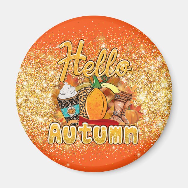 Hello Autumn Customize Text and Color Magnet (Front)
