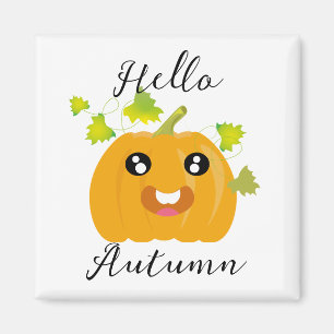 Hello Autumn - Cute Halloween Pumpkin Magnet