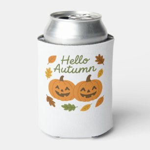 Hello Autumn Cute Smiling Pumpkins Classic T-Shirt Can Cooler